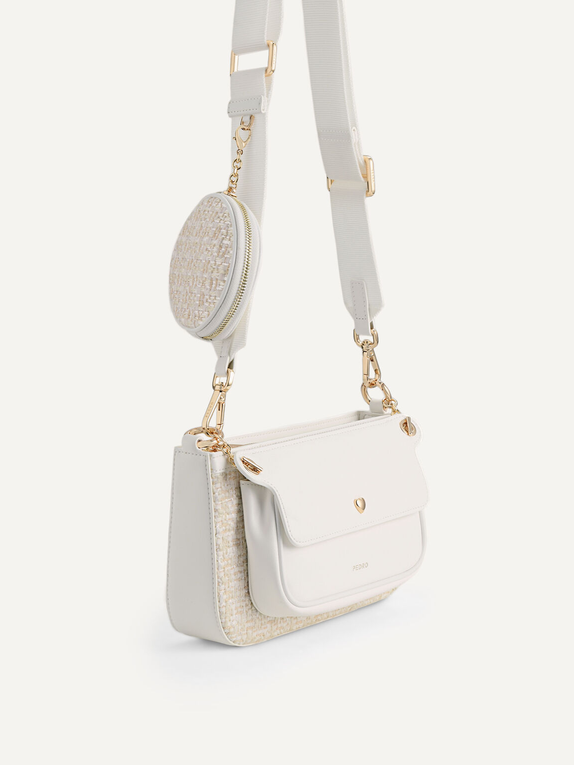 Dilone Houndstooth Double Flap Shoulder Bag, 