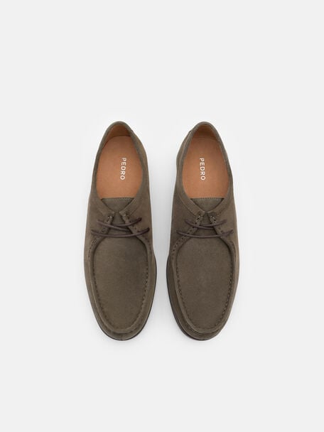 Suede Moc-Toe Derby Shoes, , hi-res