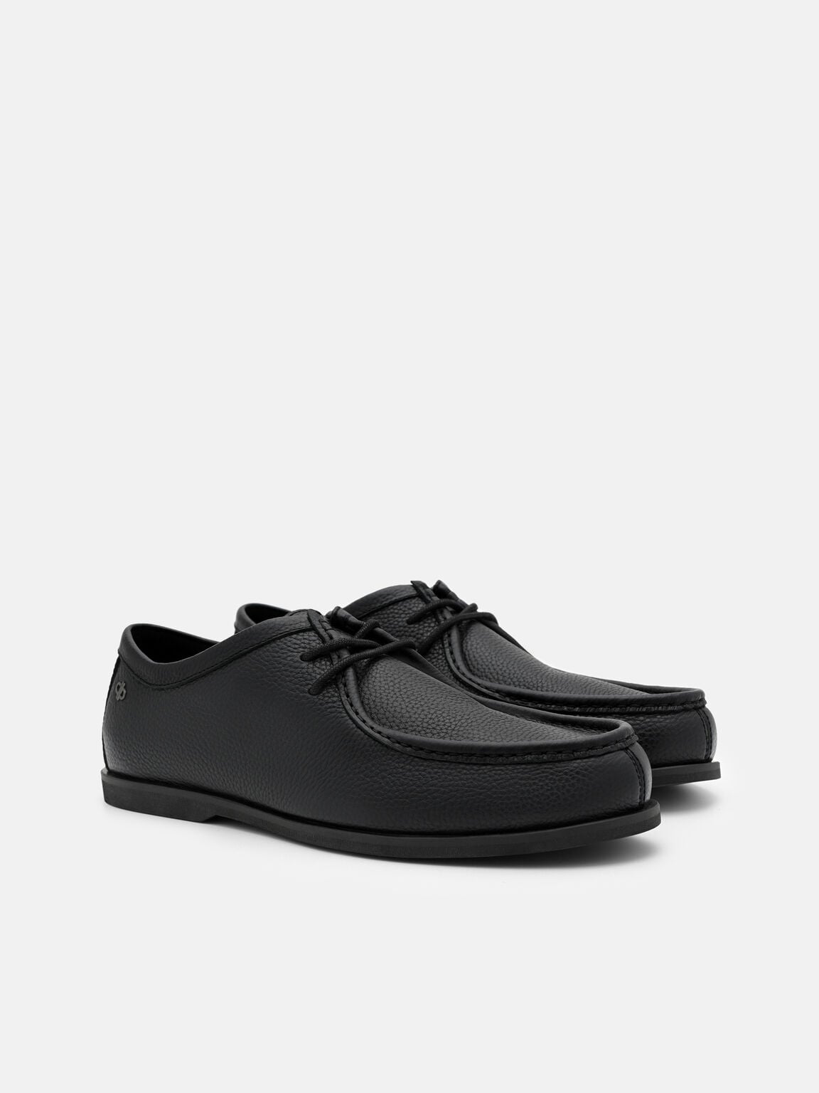 Tumbled Leather Moc-Toe Derby Shoes, , hi-res