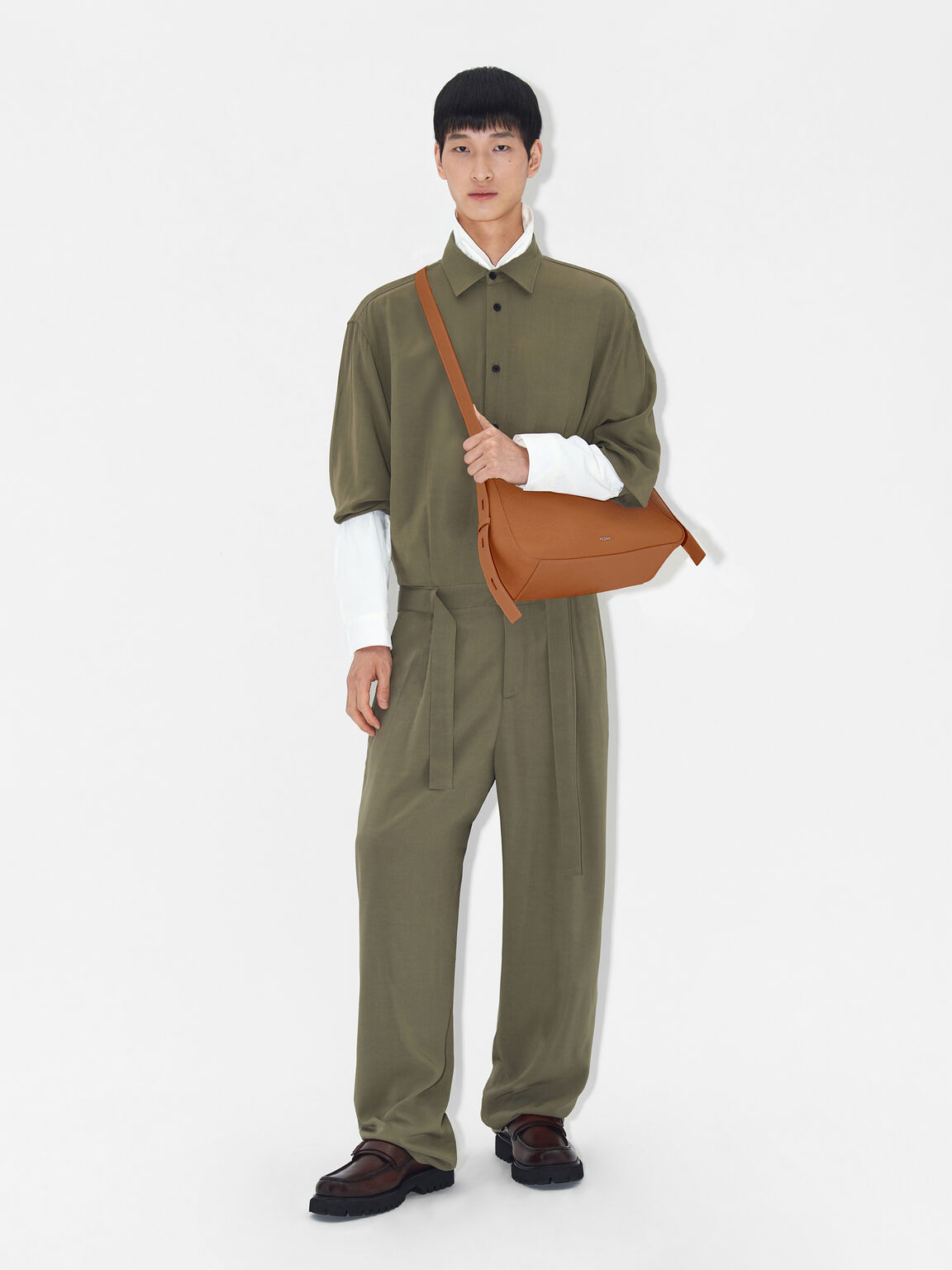 Demi Leather Shoulder Bag, Cognac