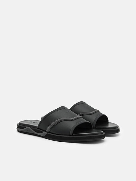 PEDRO Icon Leather Heel Sandals, Black
