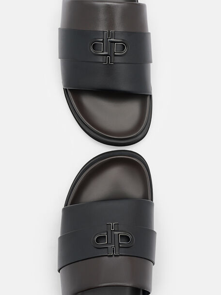 PEDRO Icon Leather Heel Sandals, Black