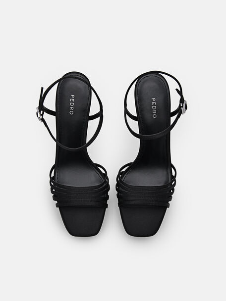 PEDRO Icon Leather Heel Sandals, Black