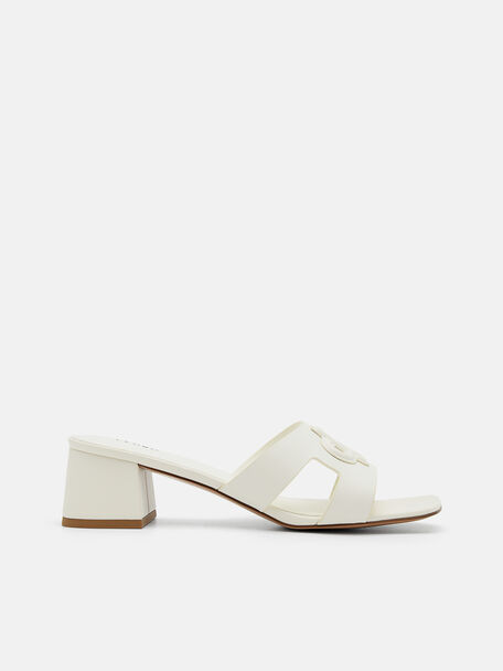 PEDRO Icon Leather Heel Sandals, Chalk, hi-res