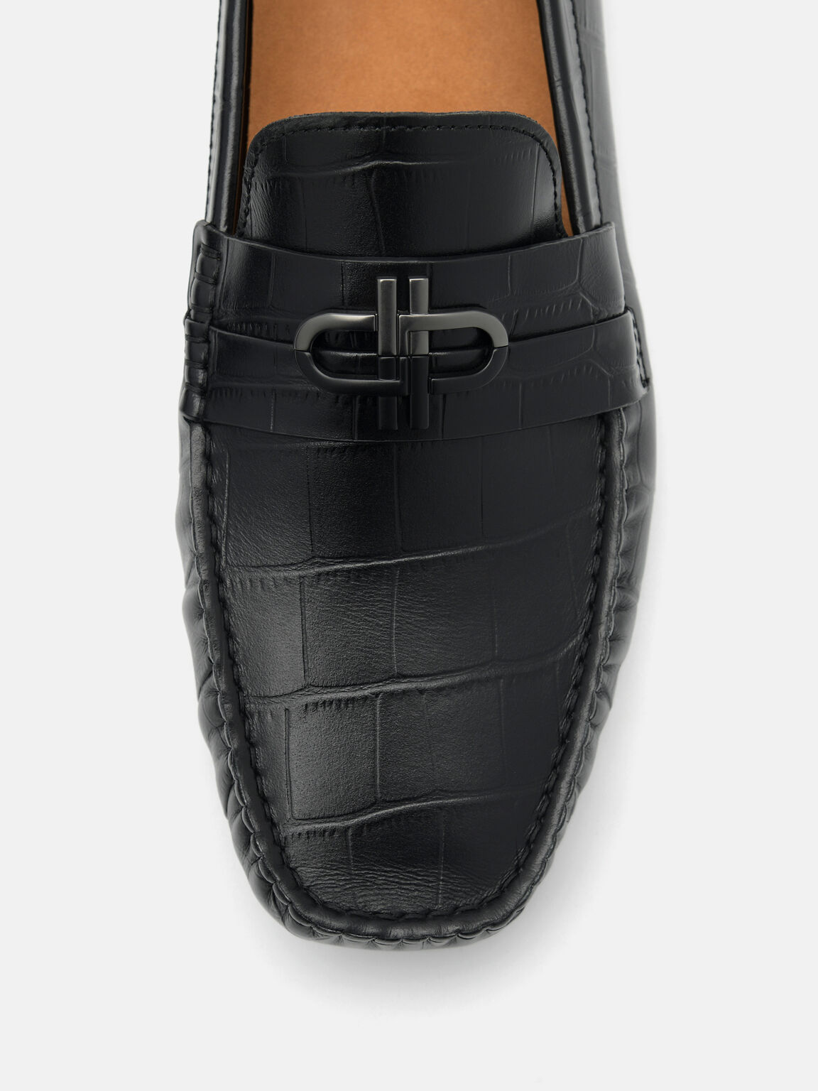 PEDRO Icon Croc-Embossed Leather Driving Shoes, , hi-res