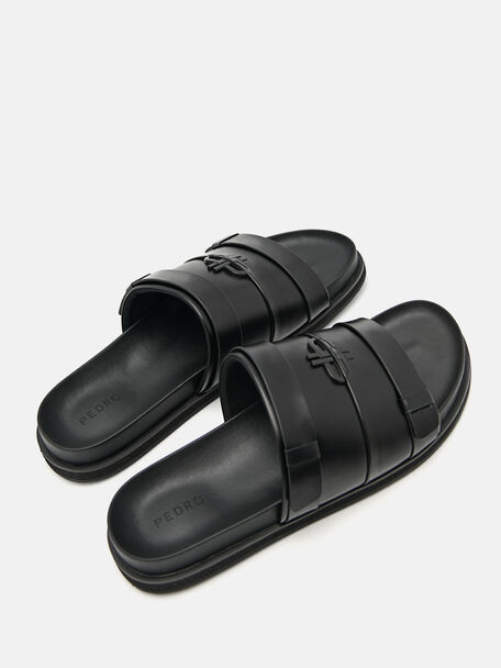 PEDRO Icon Leather Heel Sandals, Black