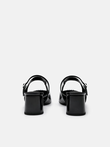 PEDRO Icon Leather Heel Sandals, Black