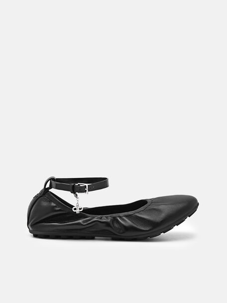 Sepatu Flat Balerina Kulit Eclipse, , hi-res