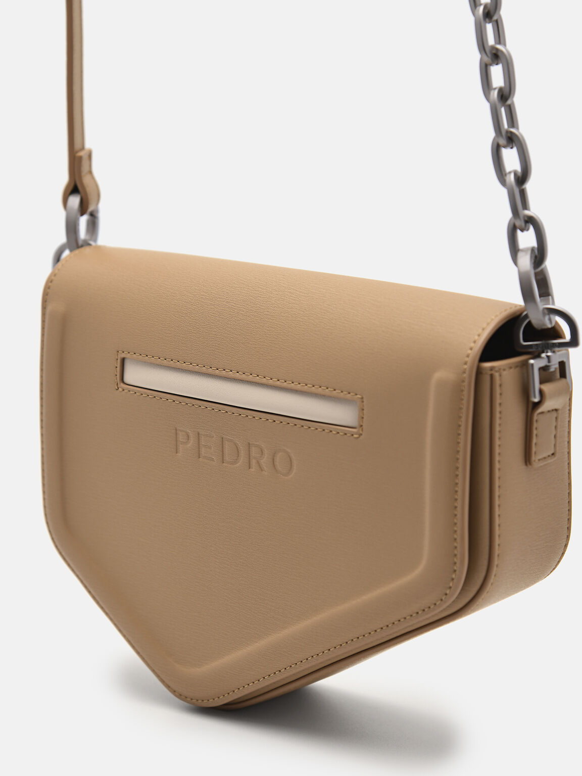 Taper Leather Mini Sling Bag, Sand