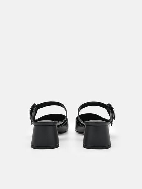 PEDRO Icon Leather Heel Sandals, Black
