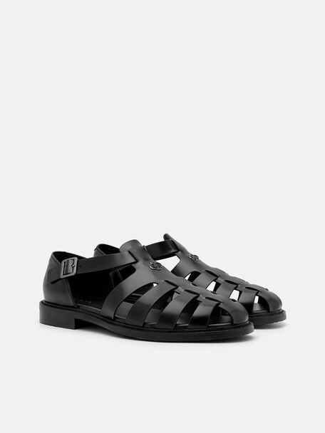 PEDRO Icon Leather Heel Sandals, Black