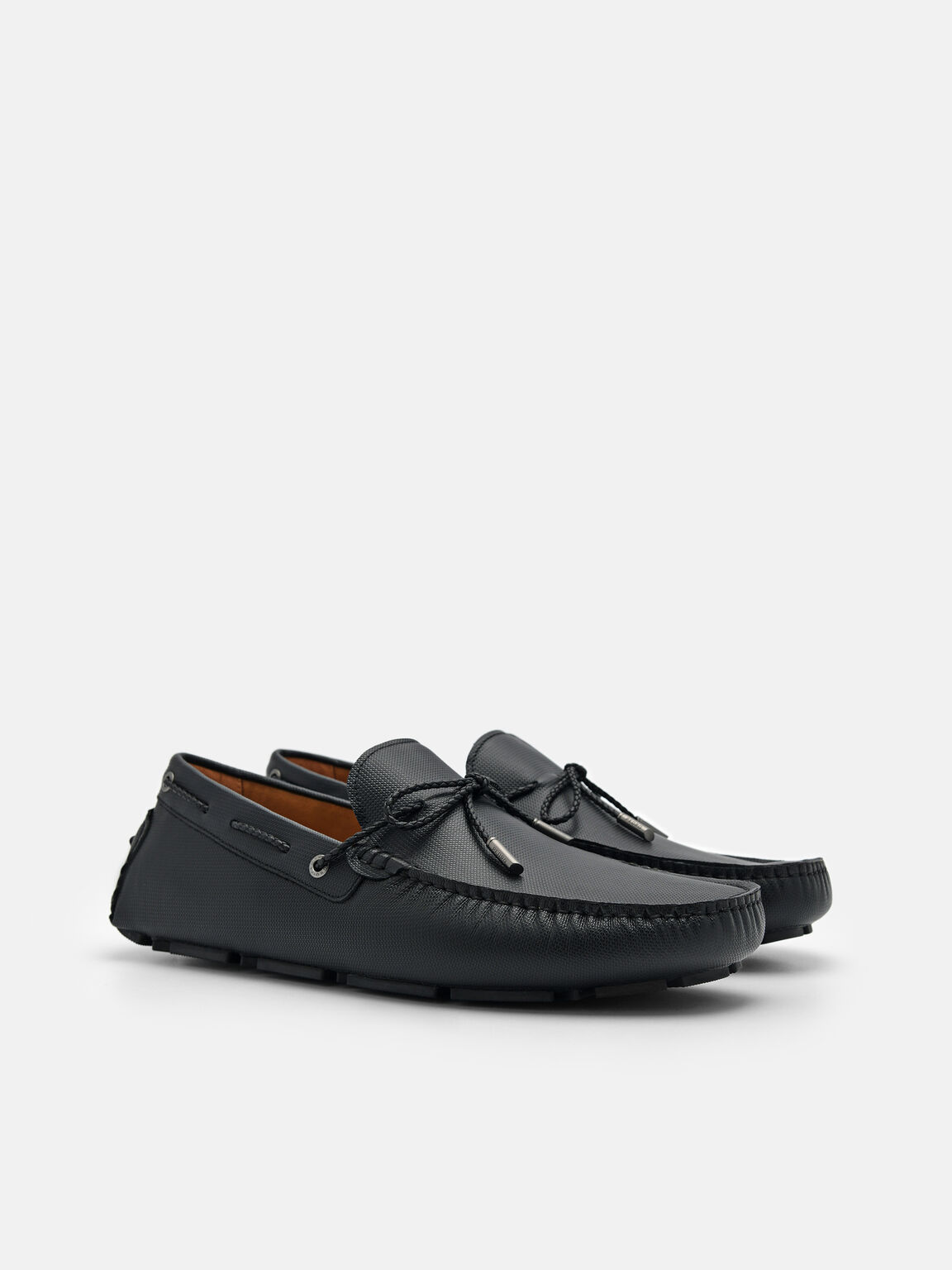 Sepatu Driving Bow Kulit Saffiano, 