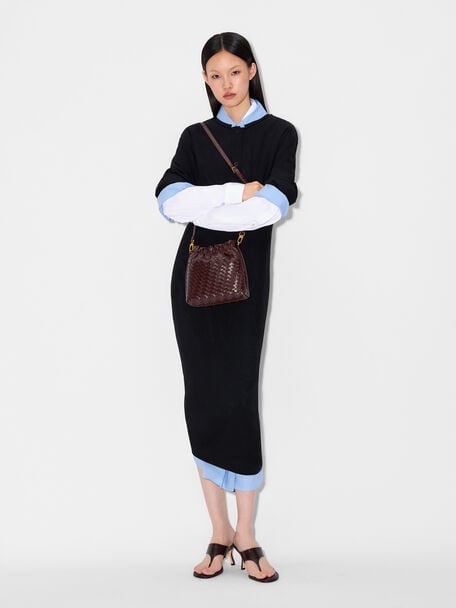 PEDRO Icon Leather Heel Sandals, Black