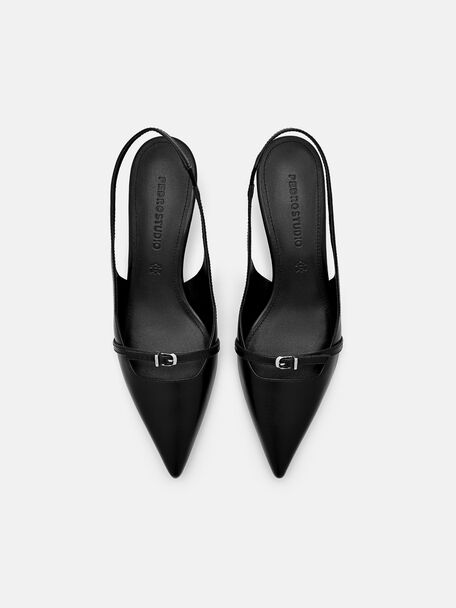 PEDRO Icon Leather Heel Sandals, Black