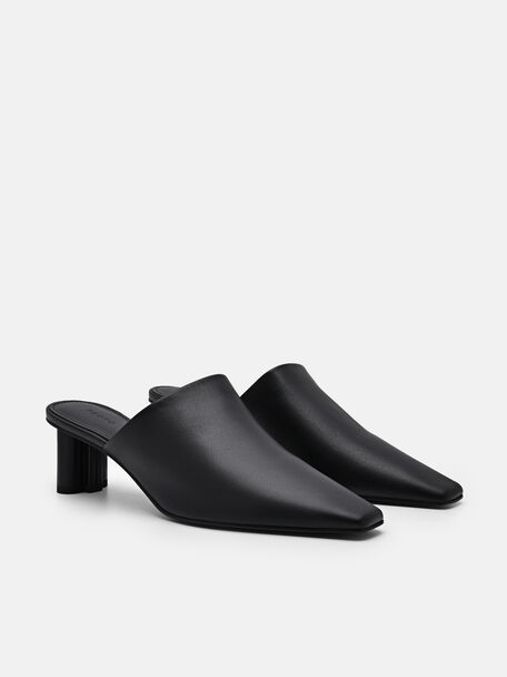 PEDRO Icon Leather Heel Sandals, Black