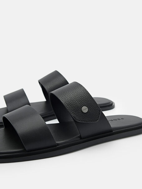 PEDRO Icon Leather Heel Sandals, Black