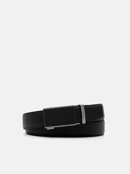 Ikat Pinggang Automatic Kulit Emboss, Black, hi-res