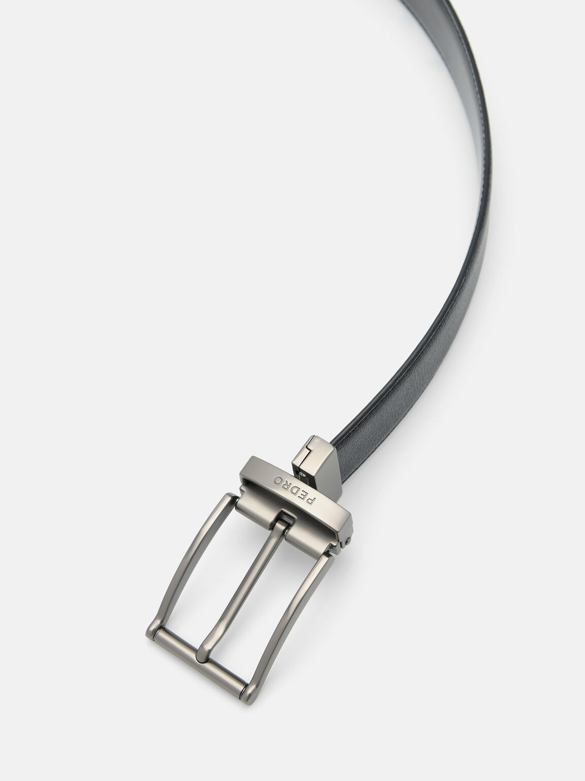 Embossed Leather Reversible Pin Belt, 