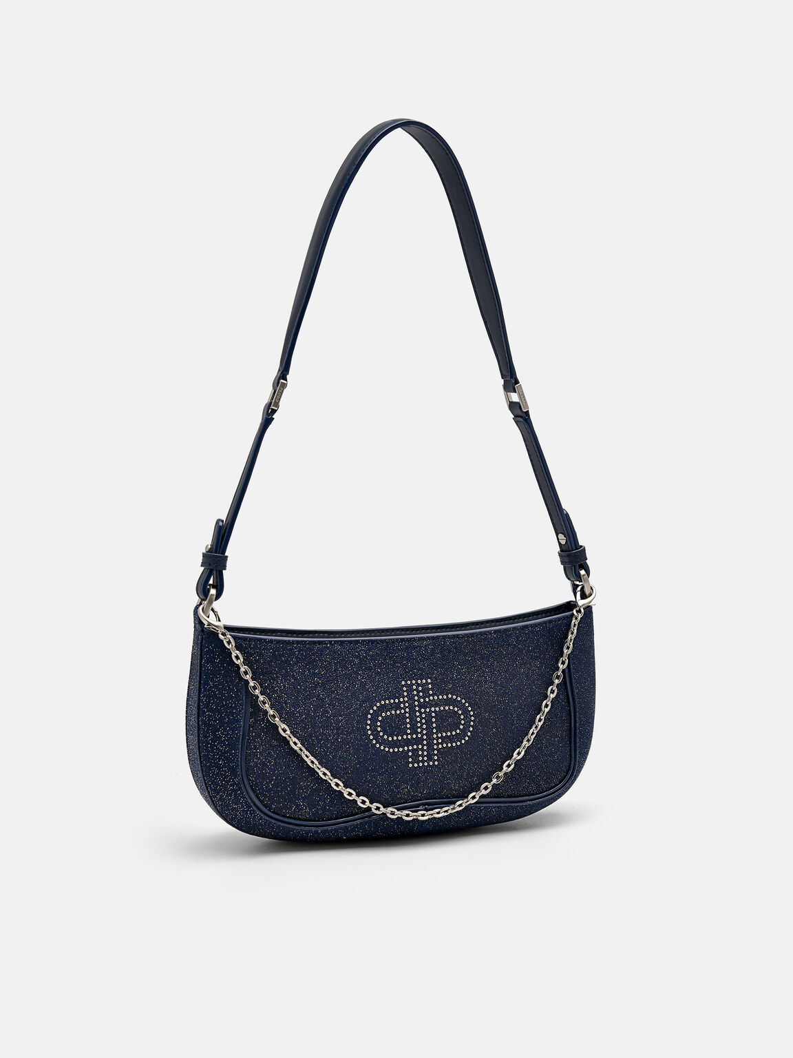 PEDRO Icon Glitter Suede Shoulder Bag, Dark Purple