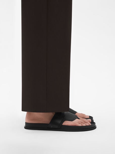 Tumbled Leather Penny Thong Sandals, , hi-res