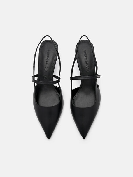 PEDRO Icon Leather Heel Sandals, Black