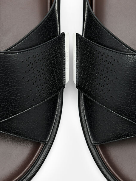 PEDRO Icon Leather Heel Sandals, Black