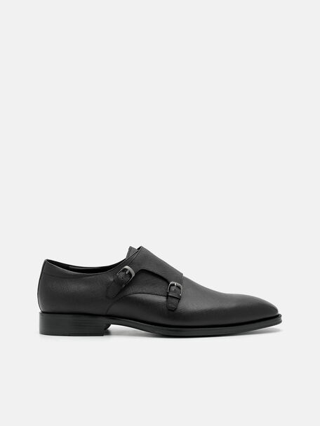 Saffiano Leather Double Monkstrap Shoes, , hi-res
