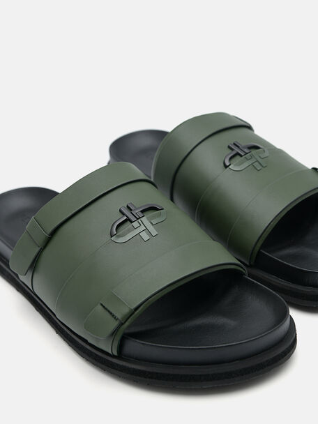 PEDRO Icon Leather Heel Sandals, Black