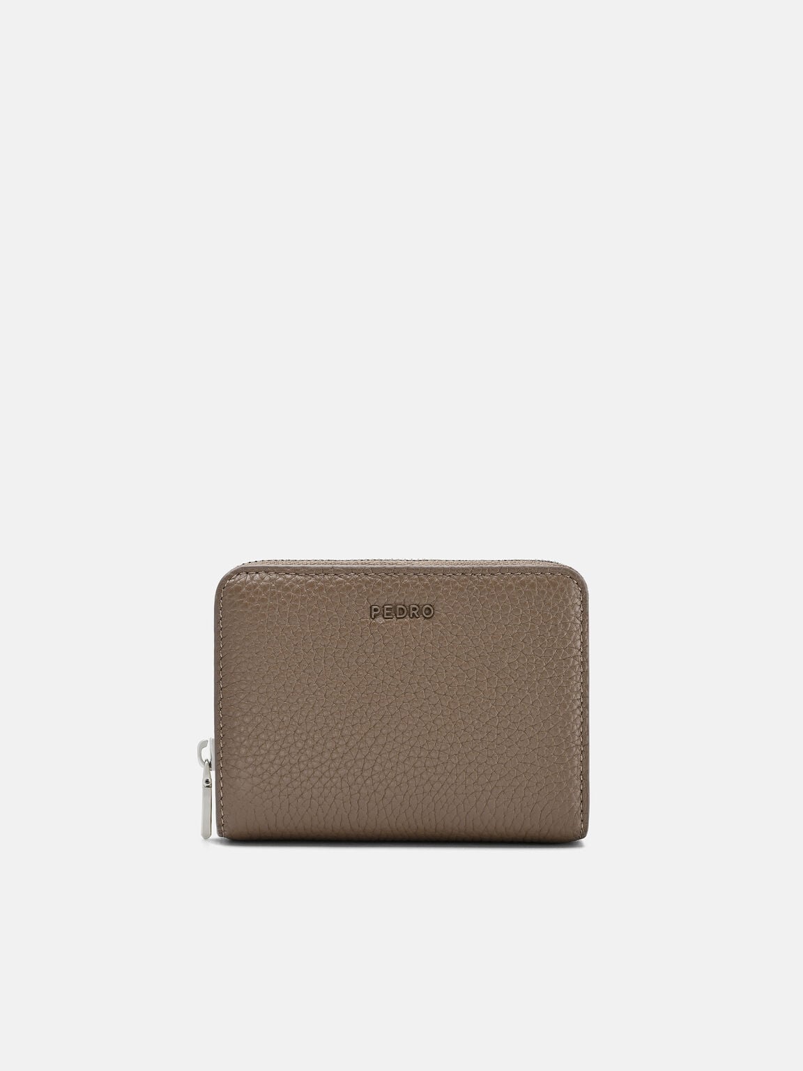 Dompet Lipat Dua Beritsleting Kulit Tumbled, 