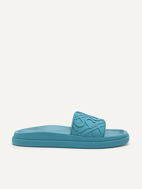 PEDRO Icon Embossed Slide Sandals, Cyan, hi-res