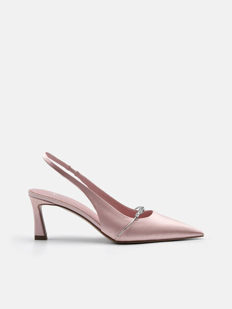 Mira Satin Slingback Pumps, Blush, hi-res