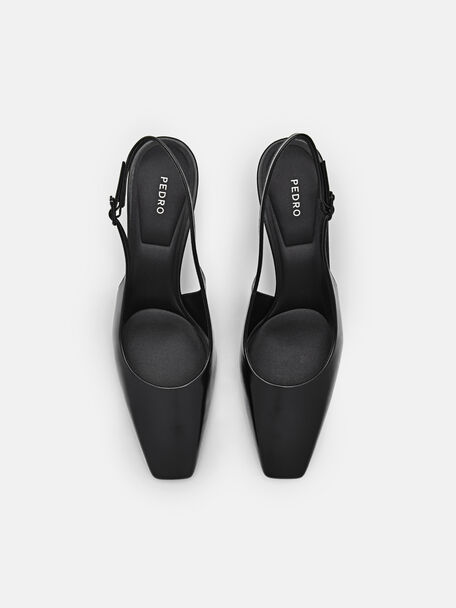 PEDRO Icon Leather Heel Sandals, Black