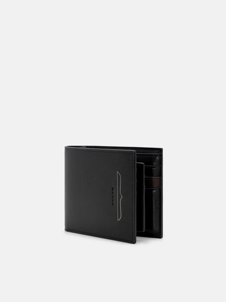 Dompet Lipat Dua Kulit Saffiano dengan Sisipan, 