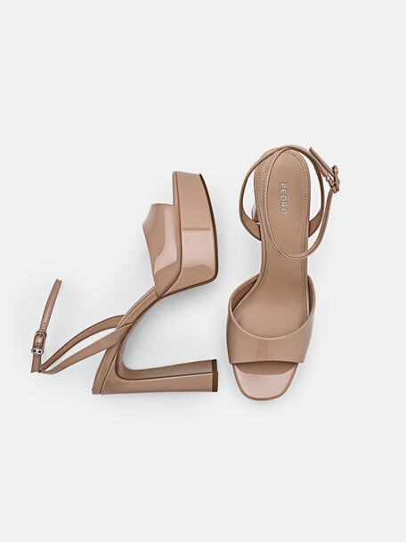 PEDRO Icon Leather Heel Sandals, Black