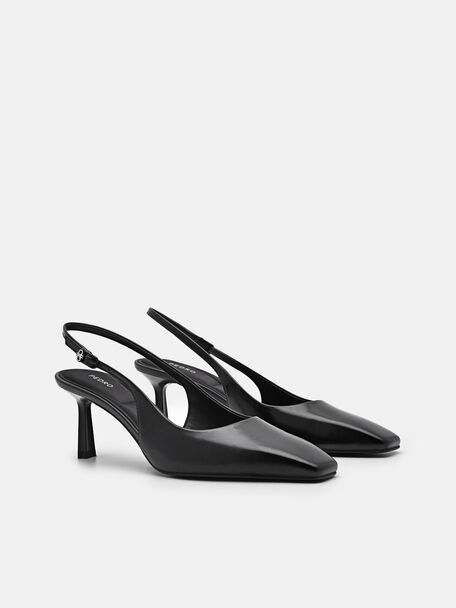 PEDRO Icon Leather Heel Sandals, Black