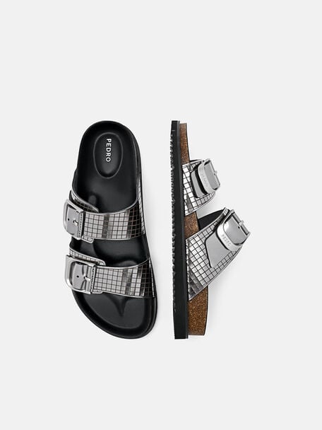 PEDRO Icon Leather Heel Sandals, Black