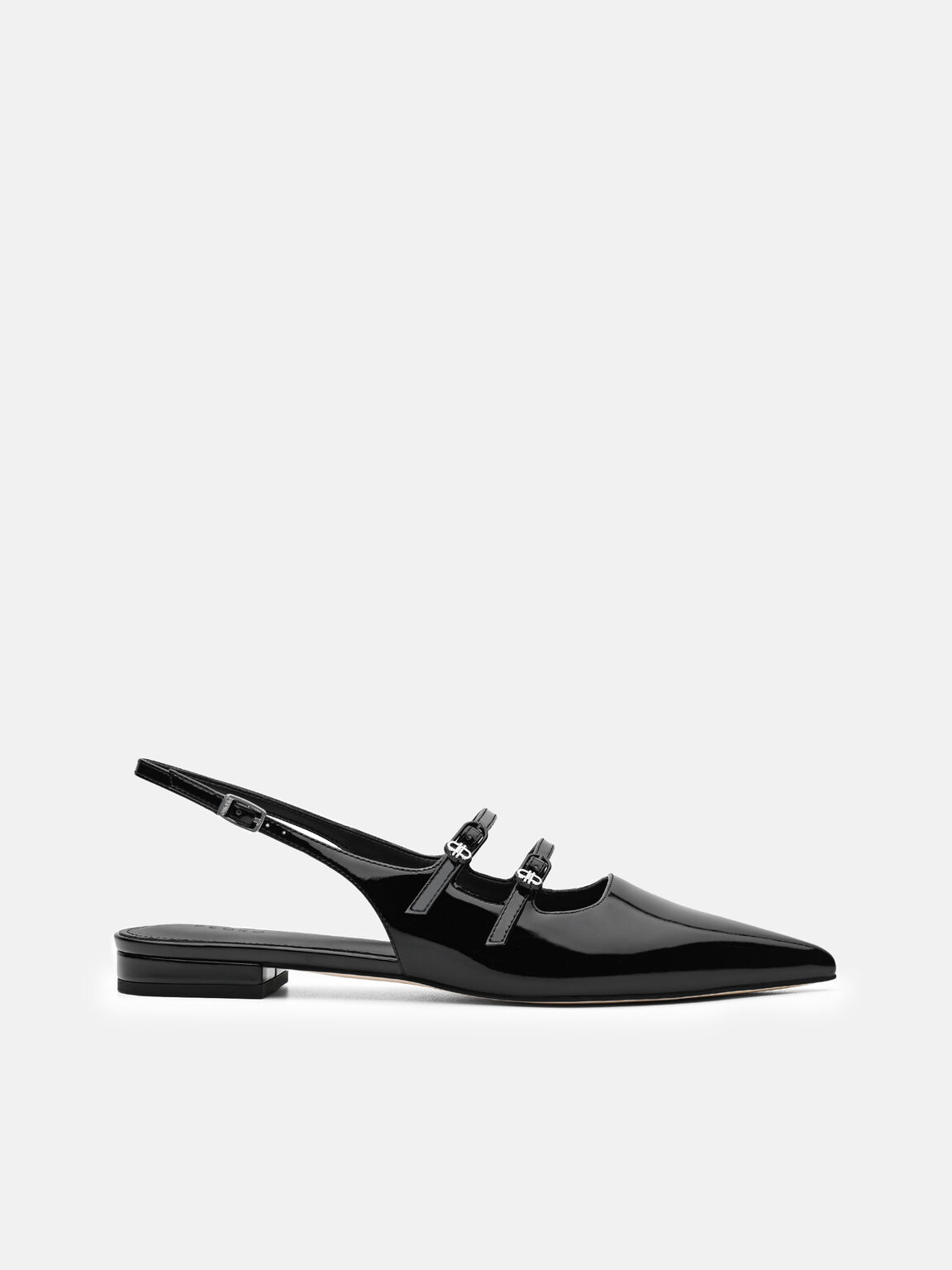 Flat Balerina Slingback Kulit Paten, , hi-res