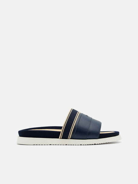 Striped Band Slide Sandals, , hi-res