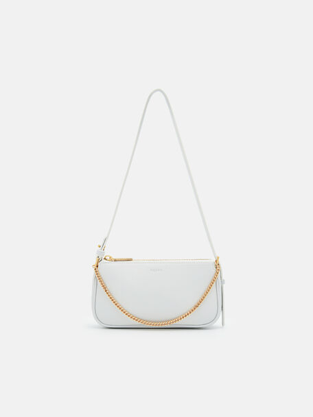 Maddy Leather Pouch, White, hi-res