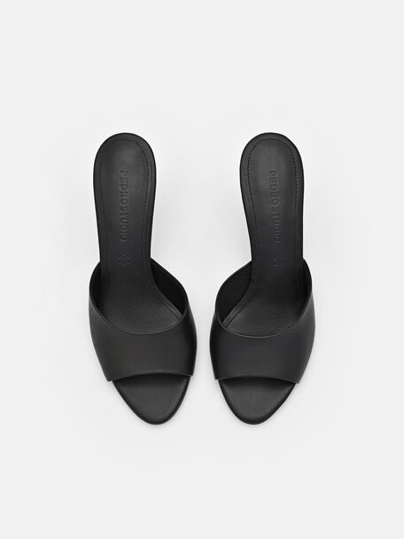PEDRO Icon Leather Heel Sandals, Black