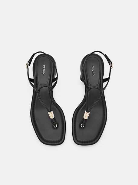 PEDRO Icon Leather Heel Sandals, Black