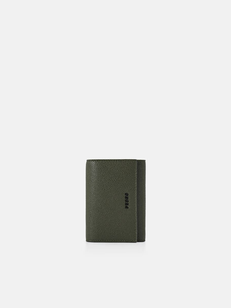 Embossed Leather Key Pouch, Military Green