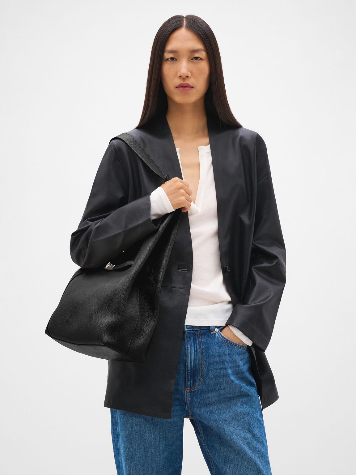 Danielle Large Leather Hobo Bag, , hi-res