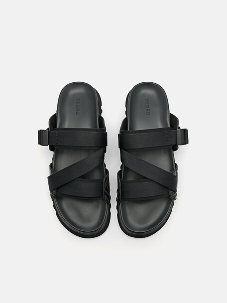 PEDRO Icon Leather Heel Sandals, Black