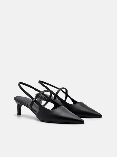 PEDRO Icon Leather Heel Sandals, Black