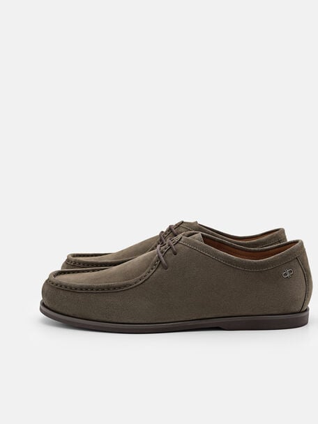 Suede Moc-Toe Derby Shoes, , hi-res