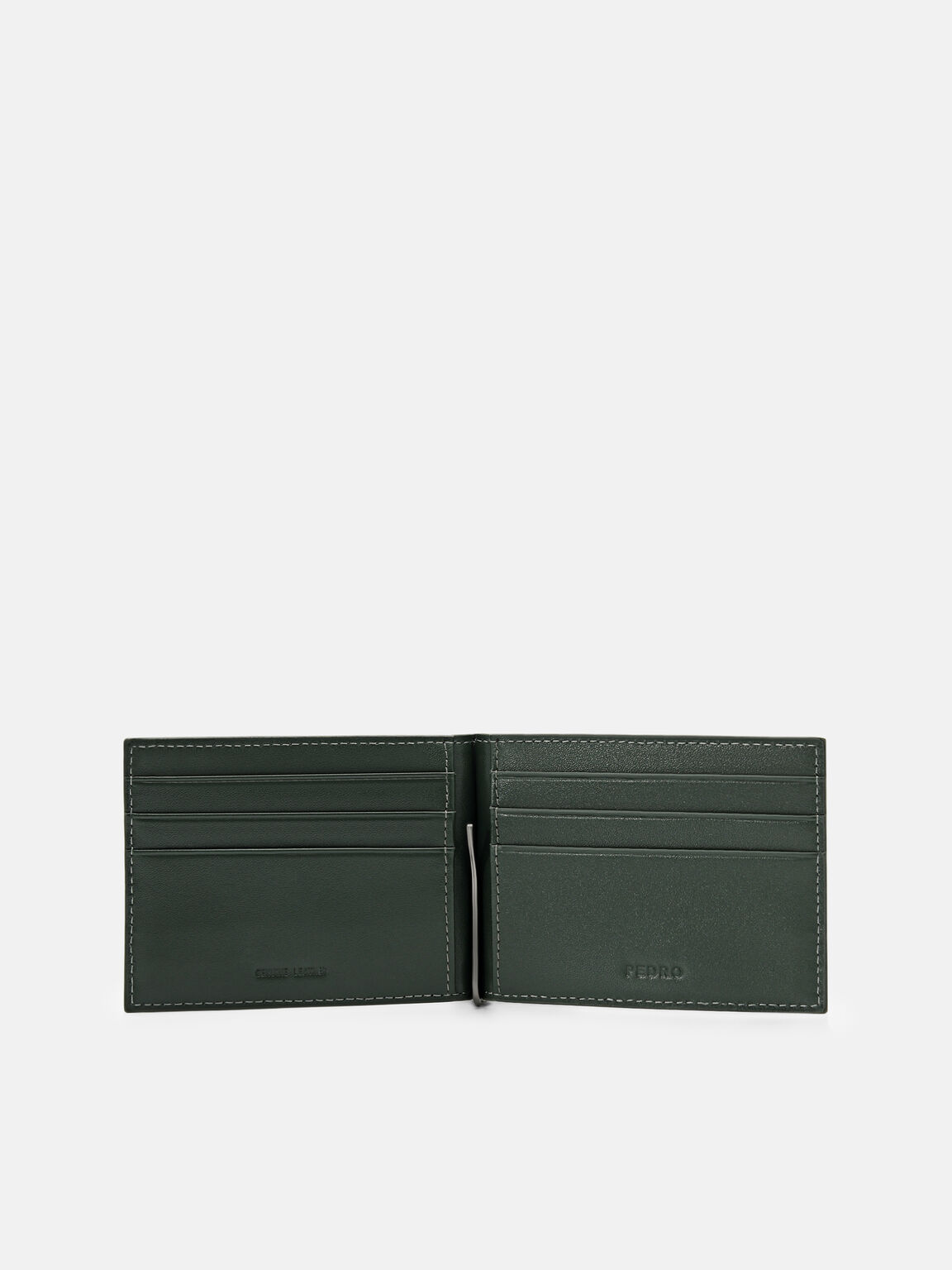 Tempat Kartu Bi-Fold Kulit Oliver dengan Klip Uang, 
