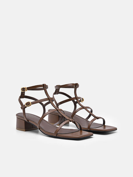 PEDRO Icon Leather Heel Sandals, Black