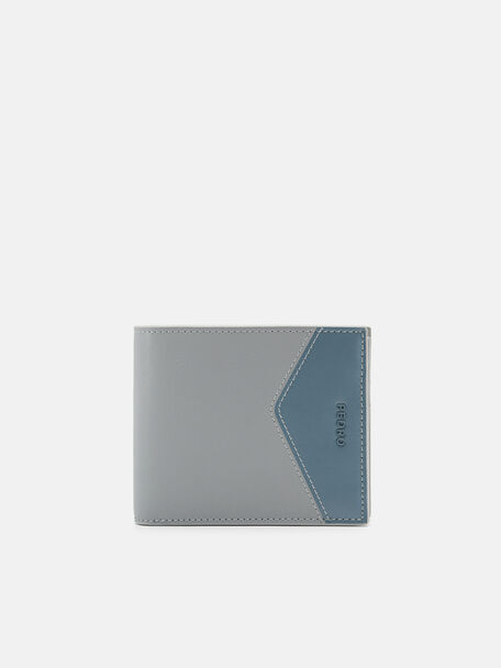Leather Bi-Fold Flip Wallet, Light Grey, hi-res