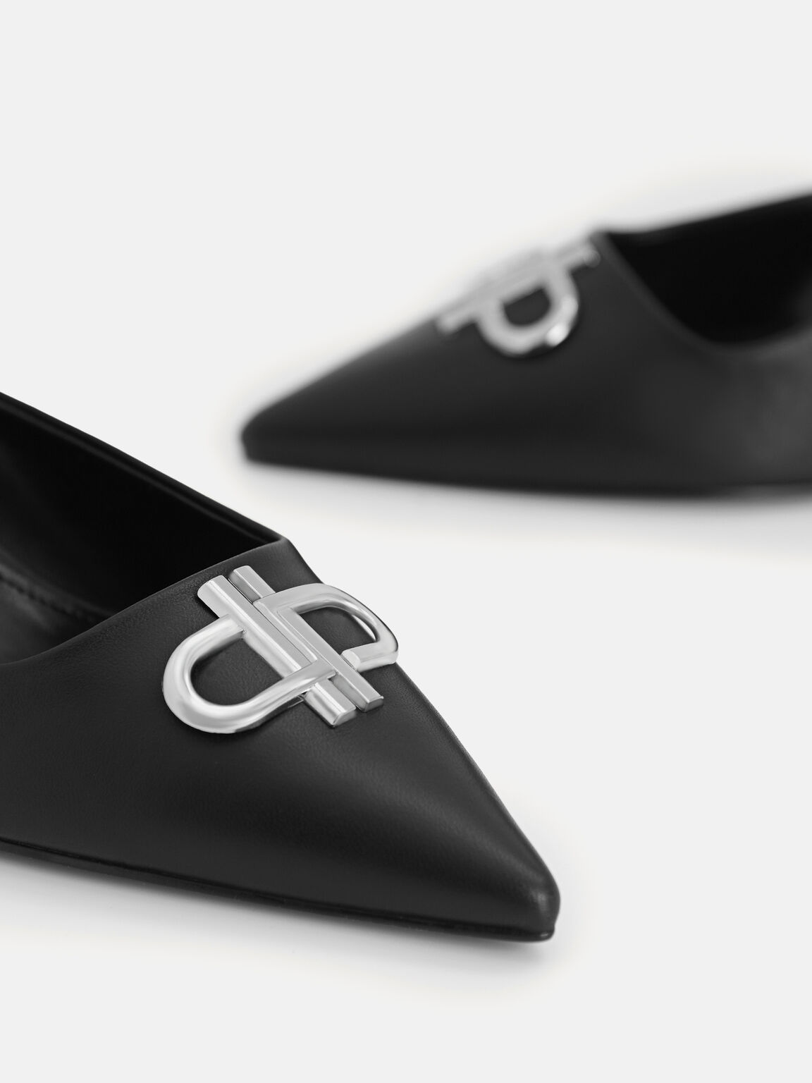 PEDRO Icon Leather Pointed Slingback Pumps, Black